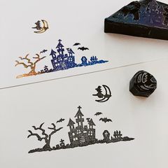 [ハロウィン】景色 シルエット はんこセット