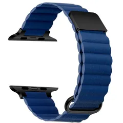 💝オープン記念セール中💝フォロー🈹クーポンご利用いただけます⭐️⭐️匿名配送⭐️ Apple Watch アップル ウォッチマグネット式 PUレザー ストラップ バンド  ◆ 42/44/45cm ⭐️ミッドナイトブルー