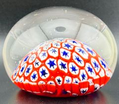 ミルフィオリ技法 星花文様 ペーパーウェイト 約450g バカラ風 H054