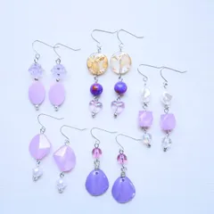 ピアス　５点セット　パープル系　まとめ売り　紫系　お得　プチプラ　低価格　大人可愛い　セット売り