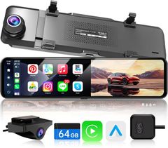 JADO ドライブレコーダー ミラー型 CarPlayとAndroidAuto【最新 拡大ズーム機能 EU新基準統一法案の 高耐久 TypeC】人气で強くお勧め デジタルカメラ 前後カメラ ドラレコ GPS WDR HDR 超鮮明夜間暗視 バックカメラ