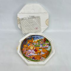 □【未使用】 FRANKLIN MINT フランクリンミント テディベア ピクニック プレート 約21cm 絵皿 飾皿 限定品 シリアルナンバー入り