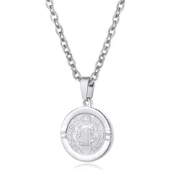 アンティーク風 女性 お守りネックレス 厄除け 円型ペンダント イエス 宗教 チタン シルバー 個別販売 レディースネックレス メンズ シンプル カップル ペア ネックレス Rockyu