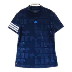 サイズ：M ADIDAS GOLF アディダスゴルフ 2022年モデル ハイネック 半袖Tシャツ 総柄 ネイビー系 [240101213203]# ゴルフウェア レディース ストスト