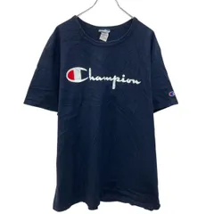 Champion 半袖 ロゴTシャツ 2XL ネイビー チャンピオン プルオーバー ビッグサイズ ワンポイントロゴ 古着卸 アメリカ仕入 a706-5816
