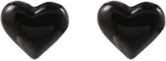 AREUM ハートピアス 両耳 スタッドピアス かわいい おしゃれ メンズ レディース 2つ入り(ブラック,  中)