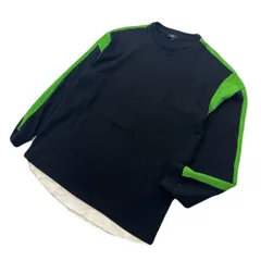 BEAMS HEART ビームス ハート レイヤード風 裾サーマル 長袖 Tシャツ ブラック グリーン M メンズ モード デザイン ストリート 古着■S4206