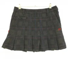 【超美品】マスターバニー プリーツスカート グレー×ネイビー チェック ウール混 レディース 1(M) ゴルフウェア MASTER BUNNY EDITION