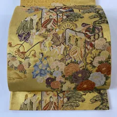 未仕立て　狩鞍文様　本金箔24K 袋帯 服部織物 本金箔24K 袋帯 亀甲文様 美しいデザイン 帯 つ-120