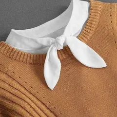 つけ襟 付け襟 リボン スカーフ風 ボウタイ風 結び目 白 レトロ 上品 カジュアル ビジネス