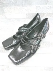 ◇ CHARLES & KEITH チャールズ＆キース スクエアトゥ きれいめ ヒール パンプス サイズ37 ブラック レディース P  【1405090016334】のサムネイル