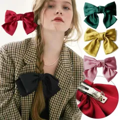 大きめリボンバレッタ1個 20cm ヘアアクセサリー くすみカラー 髪どめ 髪飾り 卒業式 袴 大正リボン 垂れ付き 和装 ヘアクリップ 新品未使用【匿名配送＋100円】|barrette01|