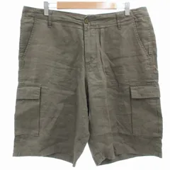 ヒューゴボス HUGO BOSS カーゴショートパンツ ハーフ ショーツ 麻 リネン 50 XL カーキ /SS 1015 ■GY09のサムネイル
