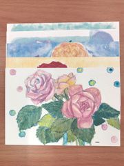 【福祉施設制作】野の花あおい作　ポストカード「バラの花」　NO.456