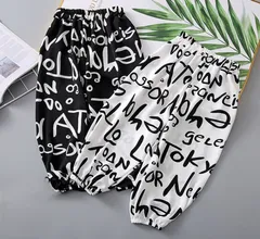 キッズパンツ（英字ホワイト/ブラック/120サイズ・130サイズ・140サイズ・150サイズ）ボトムスこども子供服こども服111
