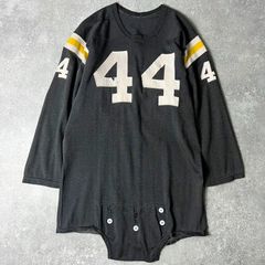 雰囲気系 60s UNKNOWN ナンバリング パッチ レーヨン フットボール Tシャツ / 60年代 ビンテージ ジャージ ブラック 黒 襤褸
