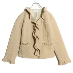 【美品】インゲボルグ★フリル付き♪キルティングジャケット サイズM ベージュ系 秋冬 z15934