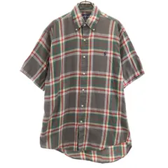 RALPH LAUREN ラルフローレン チェック柄 半袖 ボタンダウンシャツ S チャコールグレー BLAIRE メンズ 古着