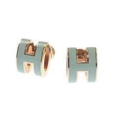 キャッチ片耳】HERMES エルメス ポップH ミニピアス ホワイト×ゴールド 