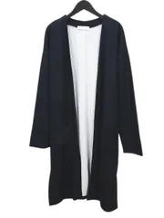 セシルマクビー CECIL McBEE 長袖 カーディガン ロング丈 M 紺系 ネイビー サイドスリット ストレッチ