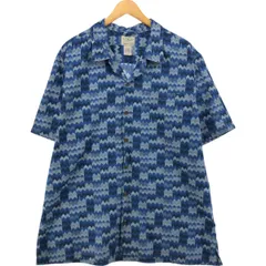 古着 90~00年代 エルエルビーン L.L.Bean SLIGHTLY FITTED 総柄 半袖 オープンカラー コットンシャツ ボックスシャツ/eaa541158