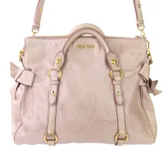 miu miu ミュウミュウ ヴィッテロリュクス サイドリボン 2way ショルダーバッグ ハンドバッグ ピンク  レディース 古着 中古 USED