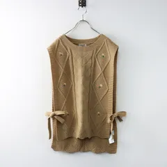 美品 2025SS サマンサモスモス SM2 SamansaMos2 花刺繍脇リボンベスト F ベージュ/トップス レイヤードニット【2400014445411】