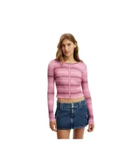 【送料無料】 コットンオン レディース ニット・セーター アウター Women's Everfine Rib Knit Cardigan Pink space dye