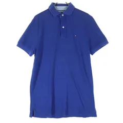 TOMMY HILFIGER トミーヒルフィガー ワンポイント刺繍 半袖 ポロシャツ S ブルー メンズ 古着