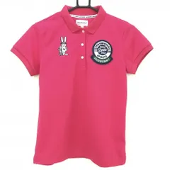 ★SALE価格★【美品】ジャックバニー 半袖ポロシャツ ピンク×ネイビー ラビット刺しゅう レディース 1(M) ゴルフウェア Jack Bunny