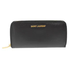 SAINT LAURENT PARIS (サンローランパリ) ロゴプレートレザーラウンドファスナー長財布 ブラック 340841のサムネイル