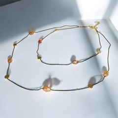 きらめく線のネックレス オーロラビーズ×ゴールドコード