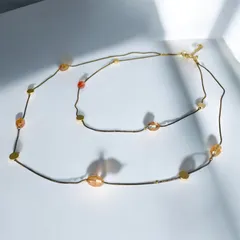 きらめく線のネックレス オーロラビーズ×ゴールドコード