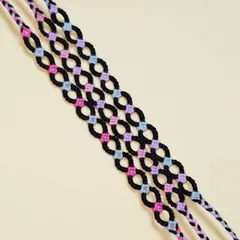 茎部分黒色の２色のお花チェーンのプロミスリングミサンガ３本セット①