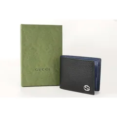 GUCCI グッチ 財布 メンズ 二つ折り財布 折りたたみ財布 小銭入れ有り グッチ財布 アウトレット メンズ財布 革 黒 青 黄色 緑 インターロッキングG 新品 正規品 610466 CAO2N 1040
