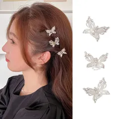 ALLMIRA ヘアクリップ ミニ 3個セット 髪留め クリップ 小さめ バンスクリップ 髪飾り ヘアアクセサリー 蝶々 可愛い 前髪クリップ ヘアピン パール 小さい かわいい 蝶々 前髪留め ヘア hair clip ヘアピン 大人 ヘアークリップ ヘアく