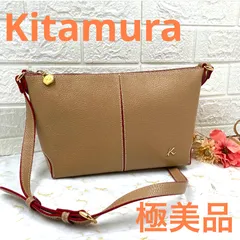 極美品❣️定価27500円販売中❣️Kitamuraキタムラトートバッグレディースブランドベージュ×レッド金具ゴールド