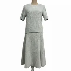 ミラオーウェン Mila Owen ワンピース ニット ファー セットアップ 半袖 ロング ウエストゴム グレー 0 約S