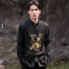 京都ゑり源 着物アロハ専門店 アロハシャツ 絹100% 荒波 鶴 金彩 和柄 