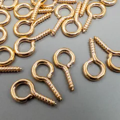 ＊60個入り＊ ネジ式 ヒートン 13x6.5mm アイアン製 KCゴールドカラー 金色 片穴用 tm001sのサムネイル
