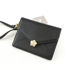 MARY QUANT マリークワント シーリングデイジーレター シングルパスケース USED美品 ブラック カードケース 小物 マリクワ X7523