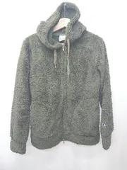 ◇ ⊇ Champion チャンピオン 長袖 ボア ジップアップ パーカー サイズM カーキ系 レディース E  【1507160009564】