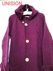 1007z【秋冬コーデ】UNISION 古着 ニットコート レディース