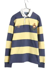 【お得なクーポン配布中!】 00s ポロ ラルフローレン ボーダー 長袖 ラガーシャツ メンズ L / オールド ラグビー 長袖シャツ ポロシャツ コットン ボックス カットソー