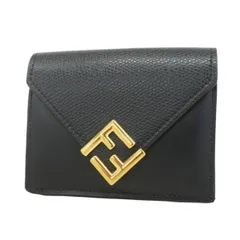 極美✨フェンディ 二つ折り財布 ダイヤモンドロゴ FF レザー ブラック FENDI - フェンディ FENDI 財布 二つ折り FFダイヤモンド ズッカ