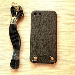 iPhone SE2 / SE3 ストラップ付き　ショルダーストラップ 　カード収納付き　ブラック 　管理104-56
