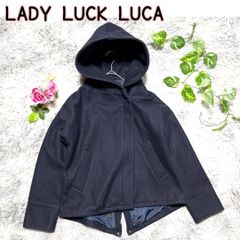 レディラックルカ LADY LUCK LUCA【F】フード付き ショート丈 ダッフルコート/ネイビー/ウール混 シンプル