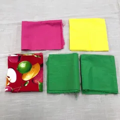 ハギレ　5枚セット　ビタミンカラー　カラフル　ハンドメイド　素材　生地