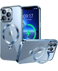 ★iPhone13 Pro Max 用クリアケース[MagSafe対応・隠しスタンド] [本体の色・メッキバンパー]ストラップホール付き