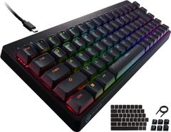 エレコム ゲーミングキーボード V-custom VK300S 有線 RGB テンキーレス 65%サイズ メカニカル ネオクラッチキーキャップ 銀軸 スピードリニア USBポート搭載 TK-VK300SBK